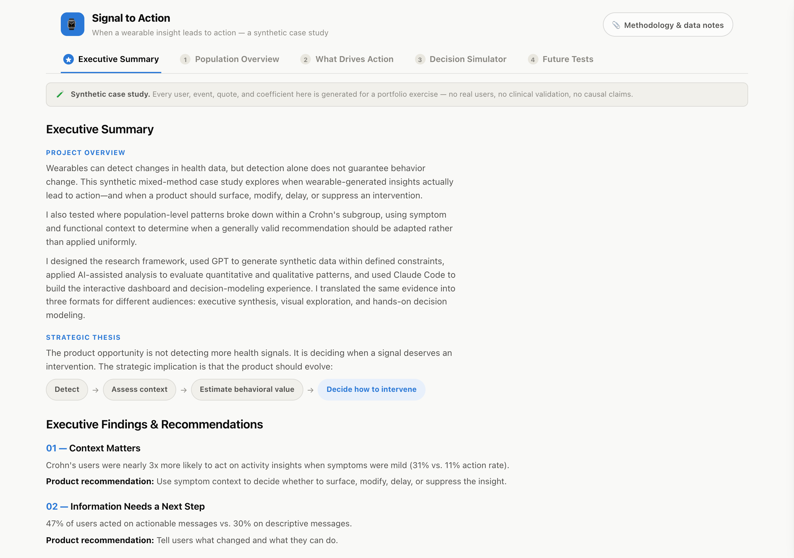 Signal to Action — interface detail 1